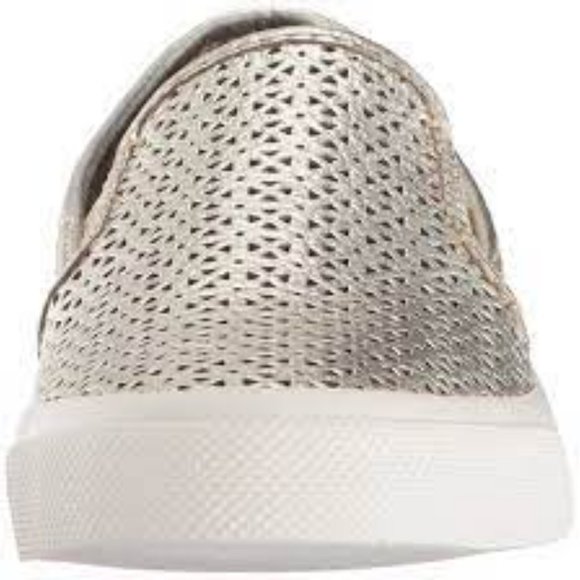 NWT SPERRY TOP SIDER WOMENS SEASIDE PERFORATED EMBOSS LEATHER SHOES PLATINUM 5.5 - Picture 4 of 10